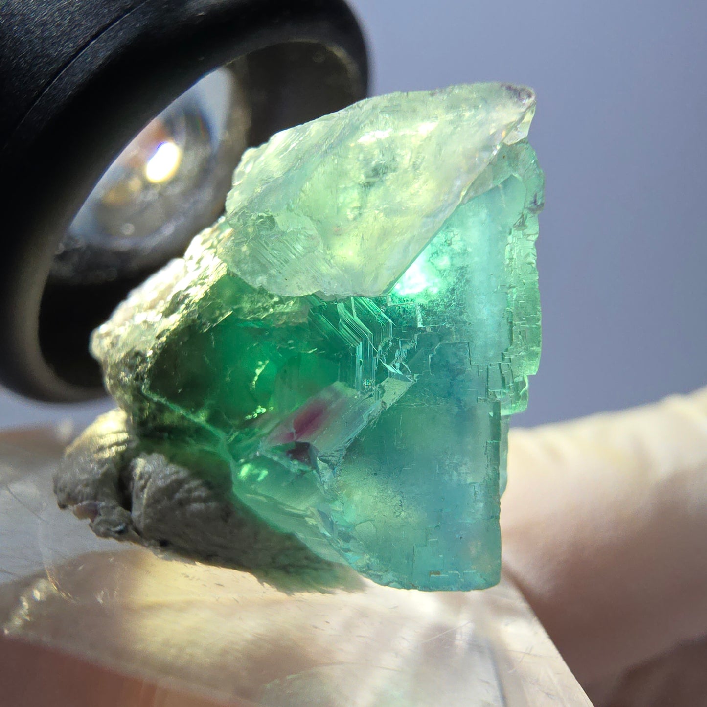 Klarer Phantom Fluorit Würfel parkettiert, grün Okorusu, Namibia 19*17*17mm