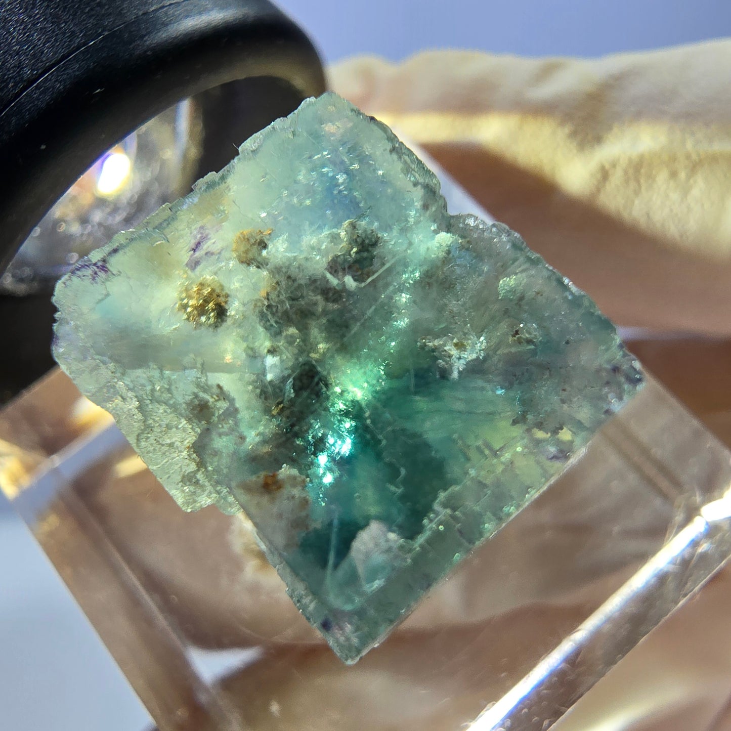Klarer Phantom Fluorit Würfel parkettiert, grün Okorusu, Namibia 16*15*13mm