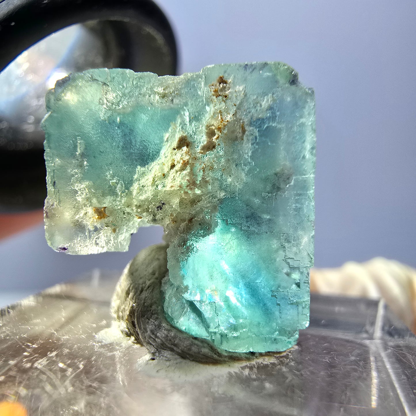 Klarer Phantom Fluorit Würfel parkettiert, grün Okorusu, Namibia 16*15*13mm