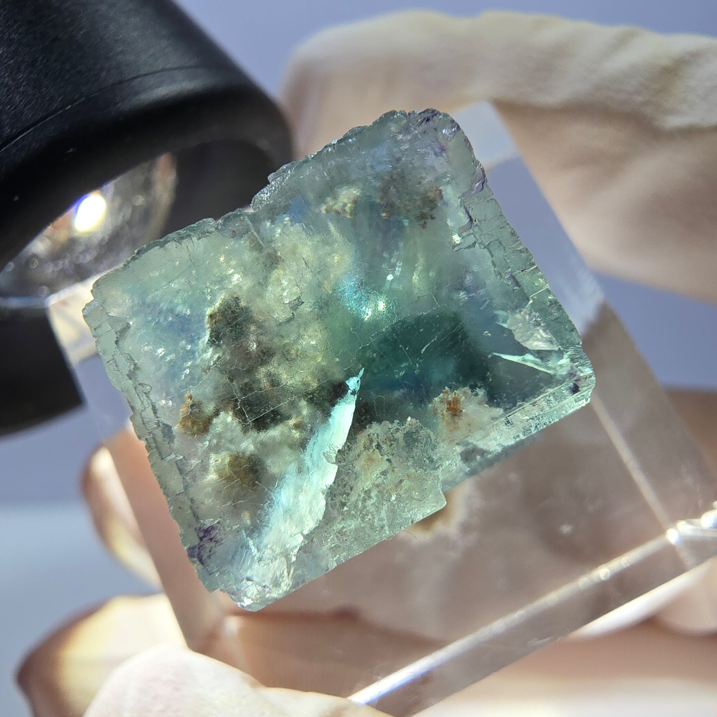 Klarer Phantom Fluorit Würfel parkettiert, grün Okorusu, Namibia 16*15*13mm