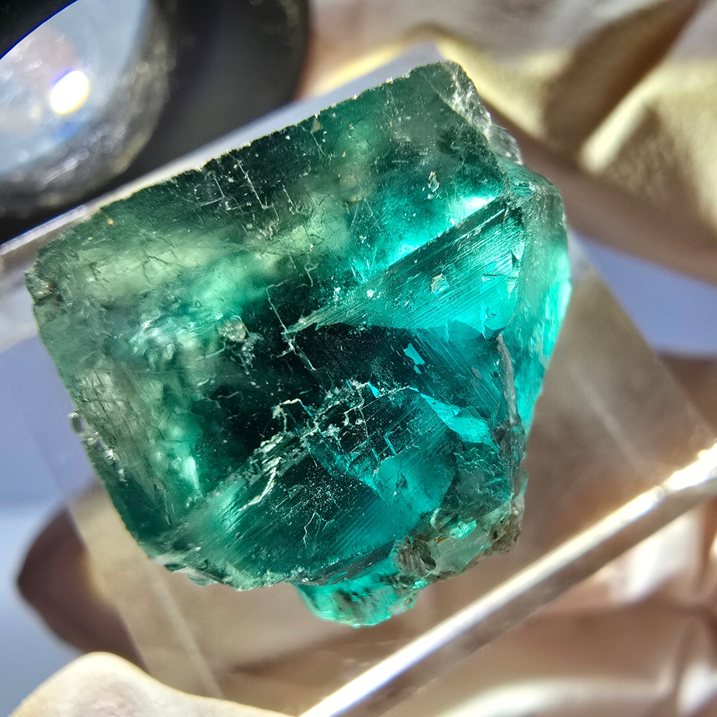 Klarer Phantom Fluorit Würfel parkettiert, grün Okorusu, Namibia 17*16*15mm