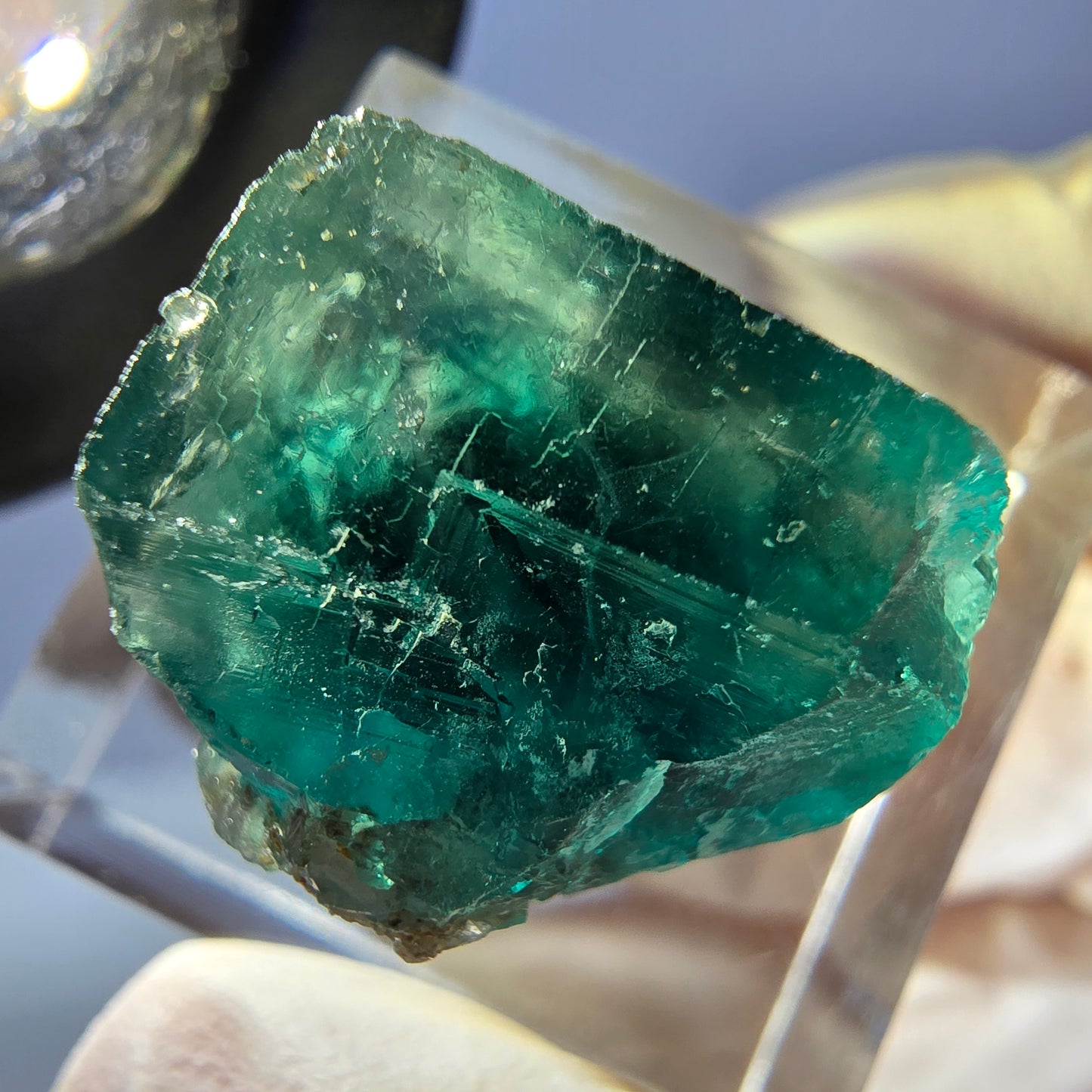 Klarer Phantom Fluorit Würfel parkettiert, grün Okorusu, Namibia 17*16*15mm