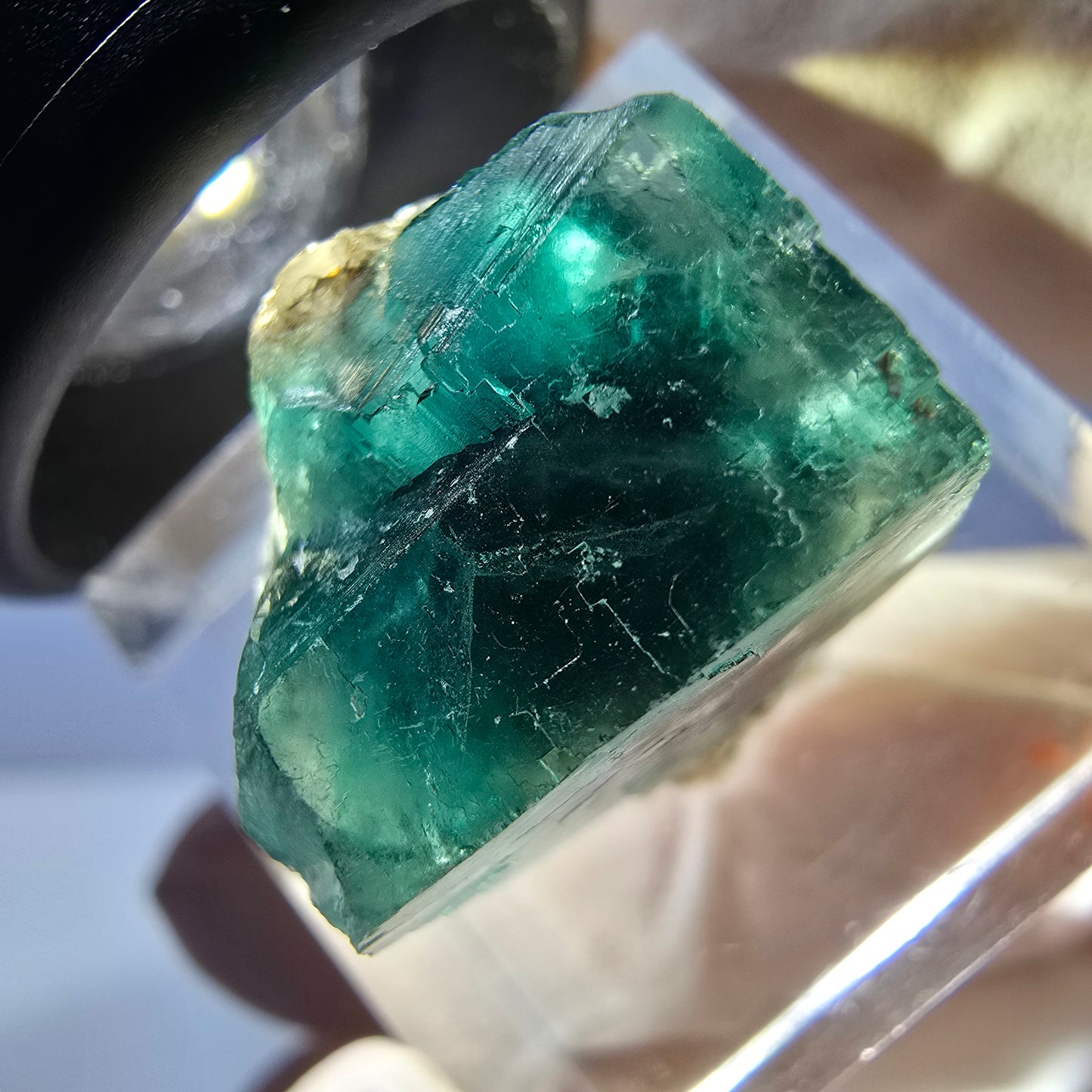 Klarer Phantom Fluorit Würfel parkettiert, grün Okorusu, Namibia 17*16*15mm