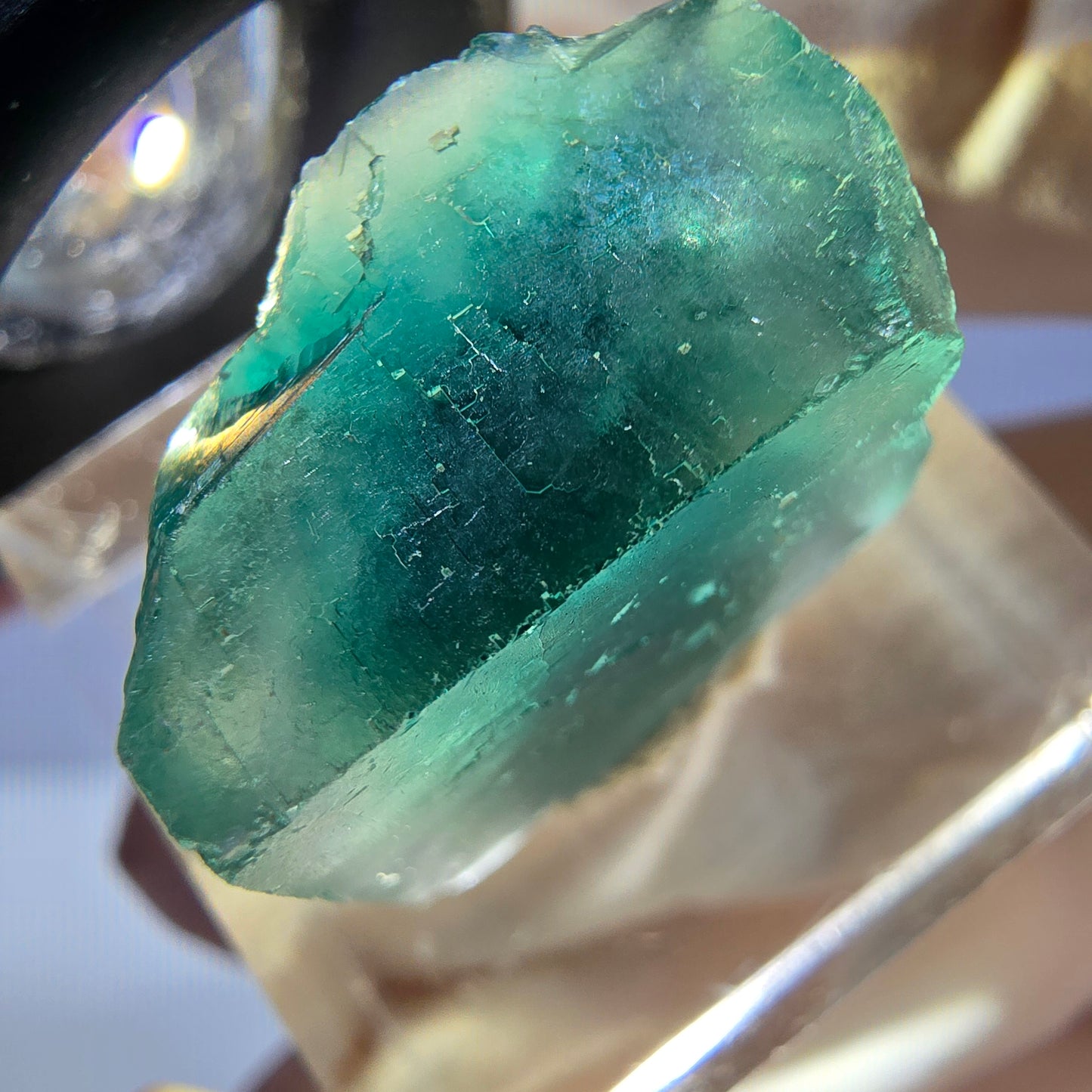 Klarer Phantom Fluorit Würfel parkettiert, grün Okorusu, Namibia 18*16*11mm