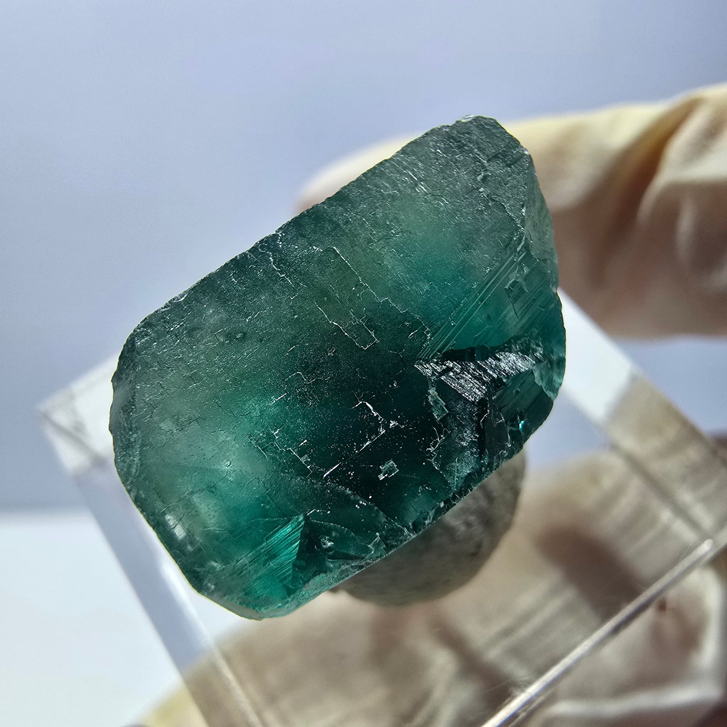 Klarer Phantom Fluorit Würfel parkettiert, grün Okorusu, Namibia 18*16*11mm
