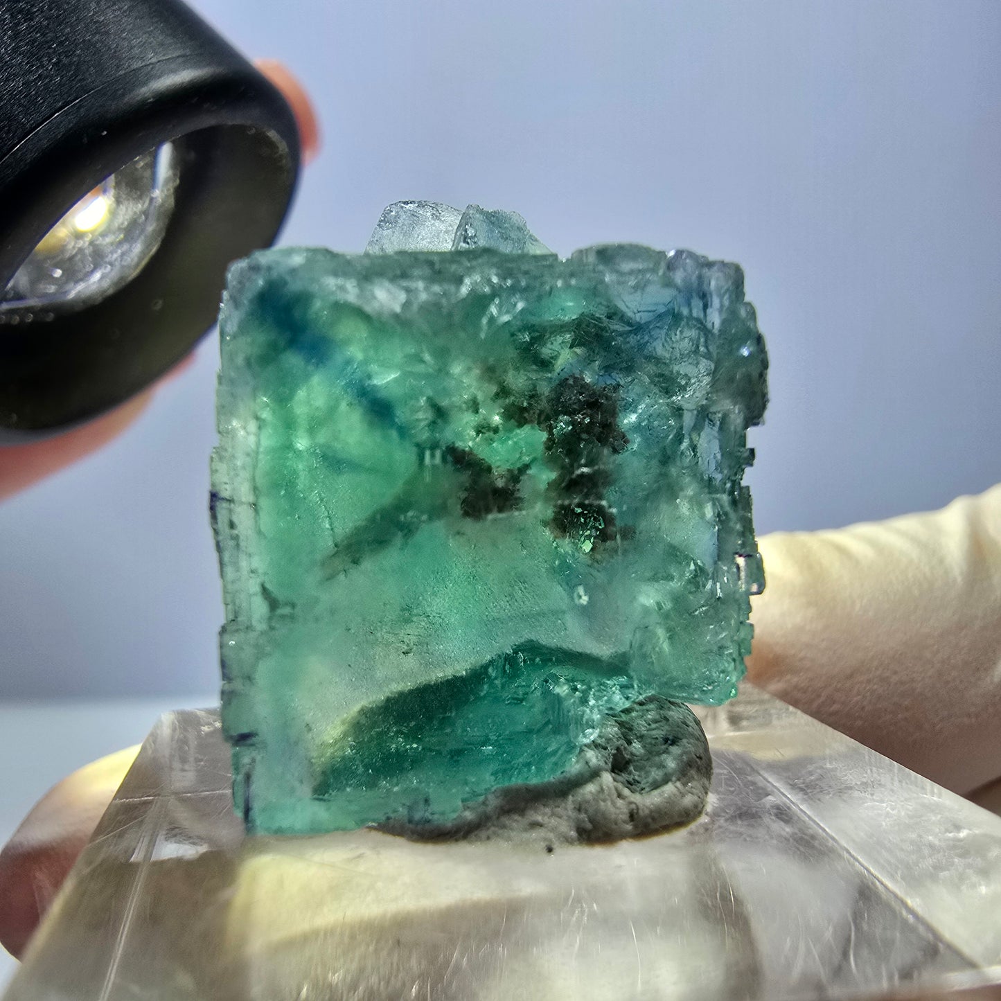 Klarer Phantom Fluorit Würfel parkettiert, grün Okorusu, Namibia 23*19*16mm