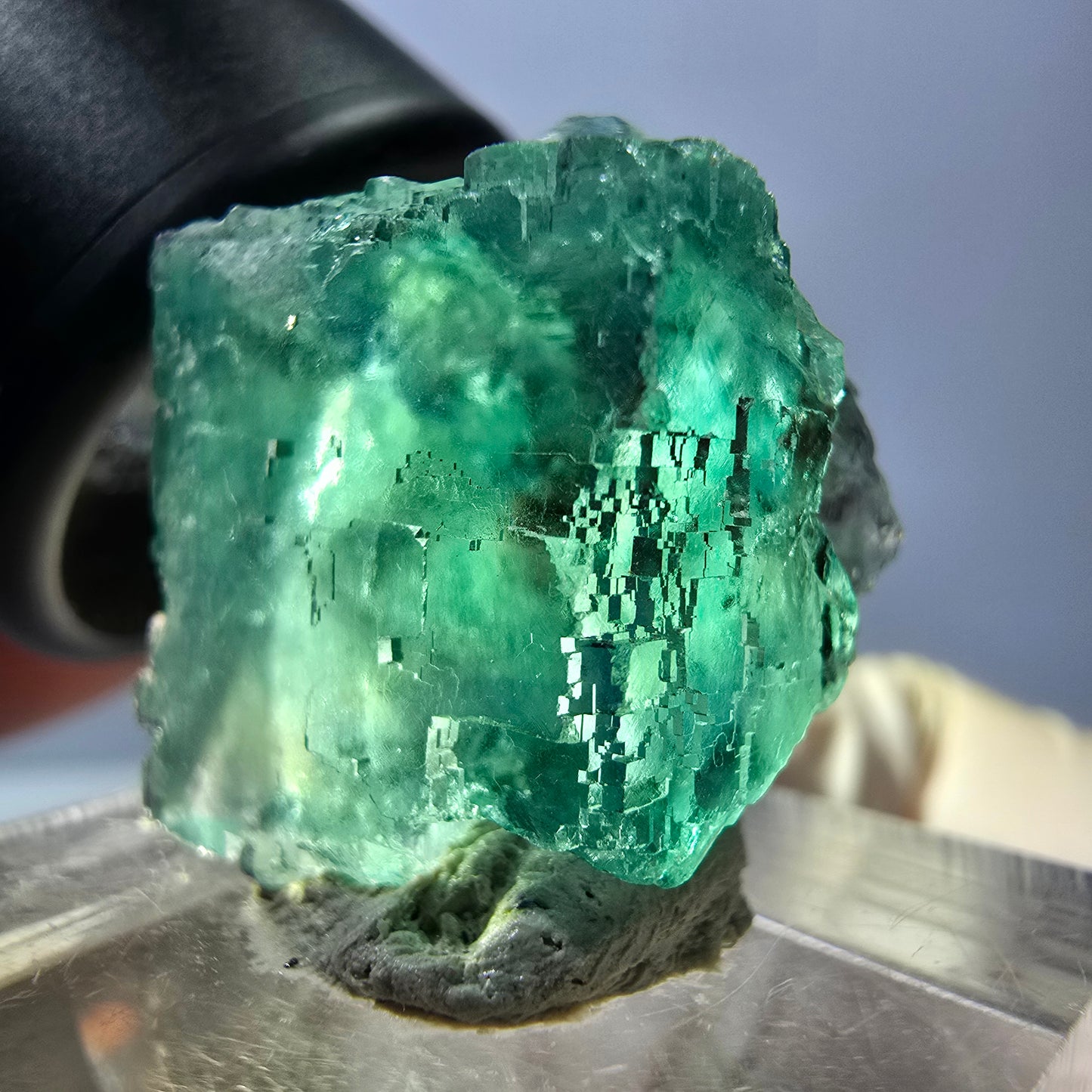 Klarer Phantom Fluorit Würfel parkettiert, grün Okorusu, Namibia 23*19*16mm