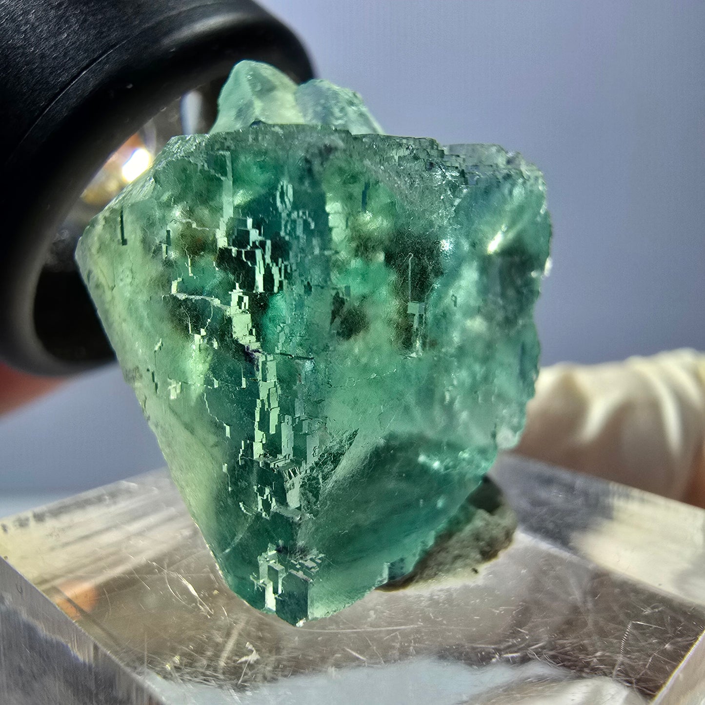 Klarer Phantom Fluorit Würfel parkettiert, grün Okorusu, Namibia 23*19*16mm
