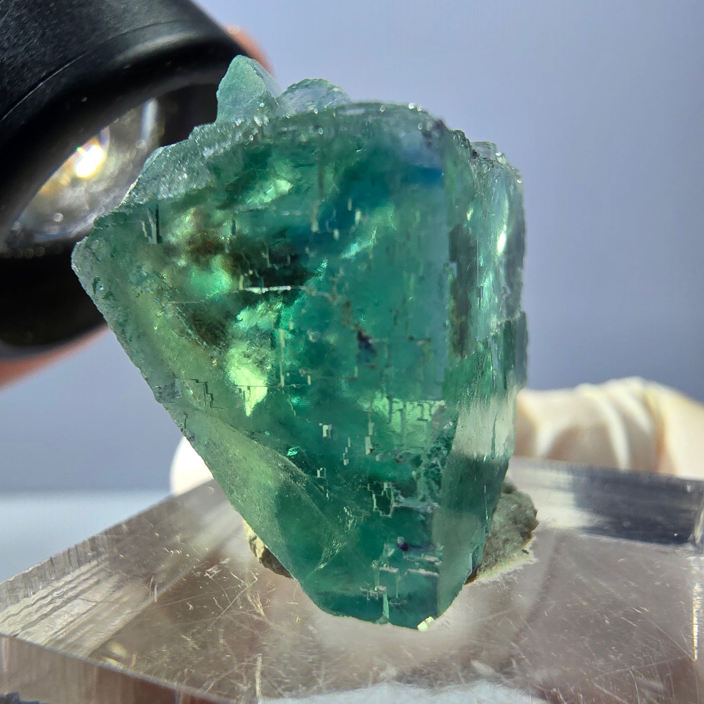Klarer Phantom Fluorit Würfel parkettiert, grün Okorusu, Namibia 23*19*16mm