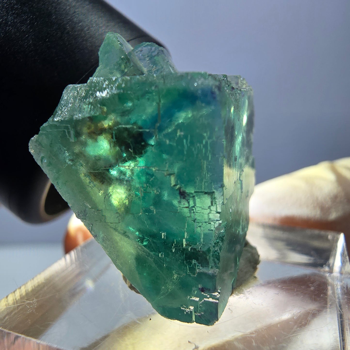Klarer Phantom Fluorit Würfel parkettiert, grün Okorusu, Namibia 23*19*16mm