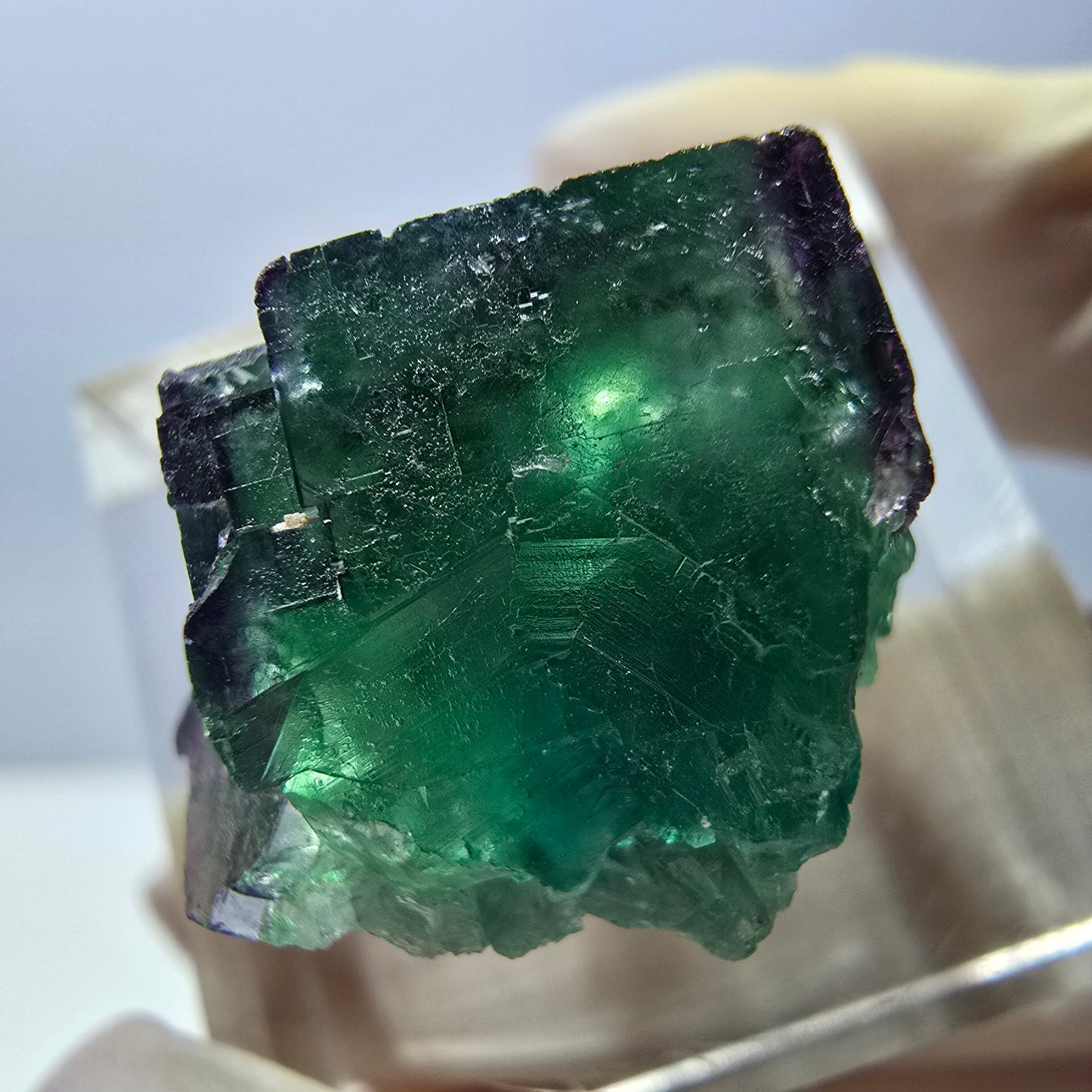 Klarer Phantom Fluorit Würfel parkettiert, grün Okorusu, Namibia - 21*16*14mm