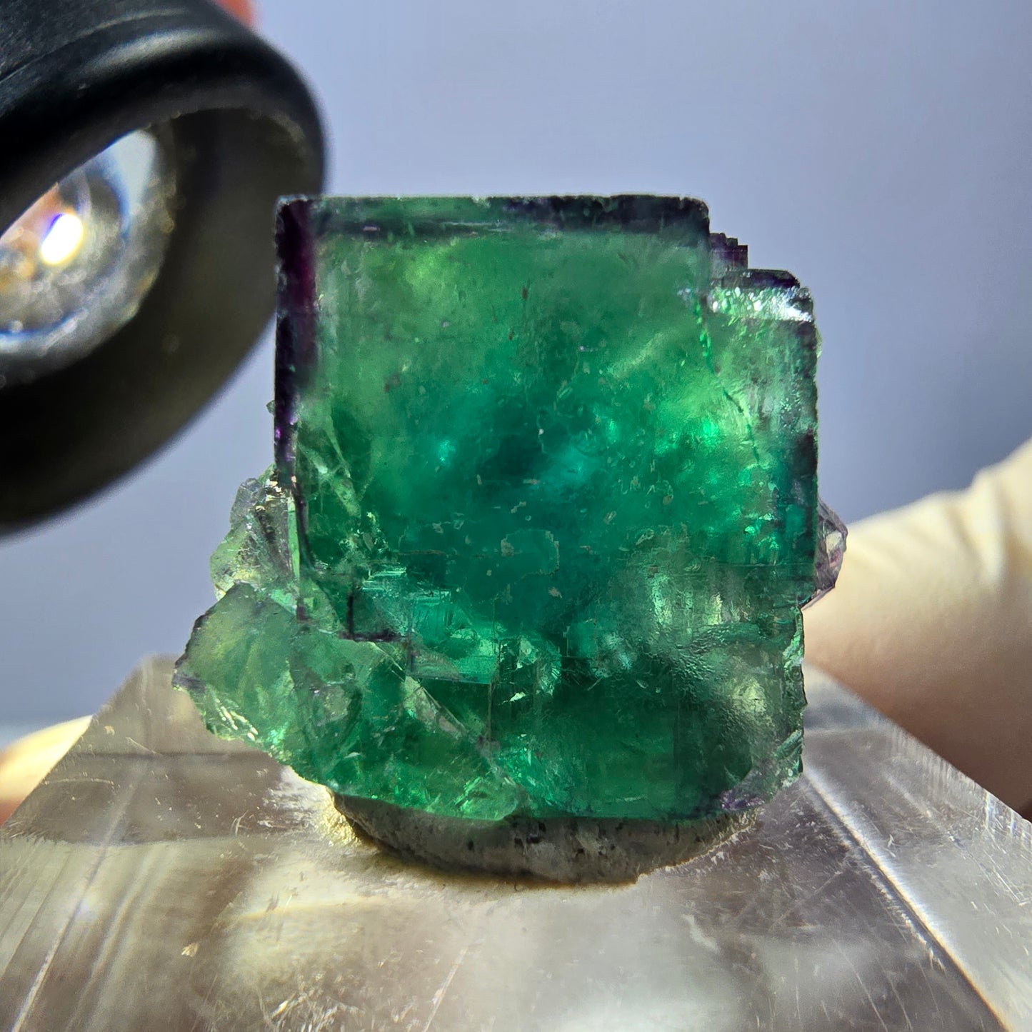 Klarer Phantom Fluorit Würfel parkettiert, grün Okorusu, Namibia - 21*16*14mm