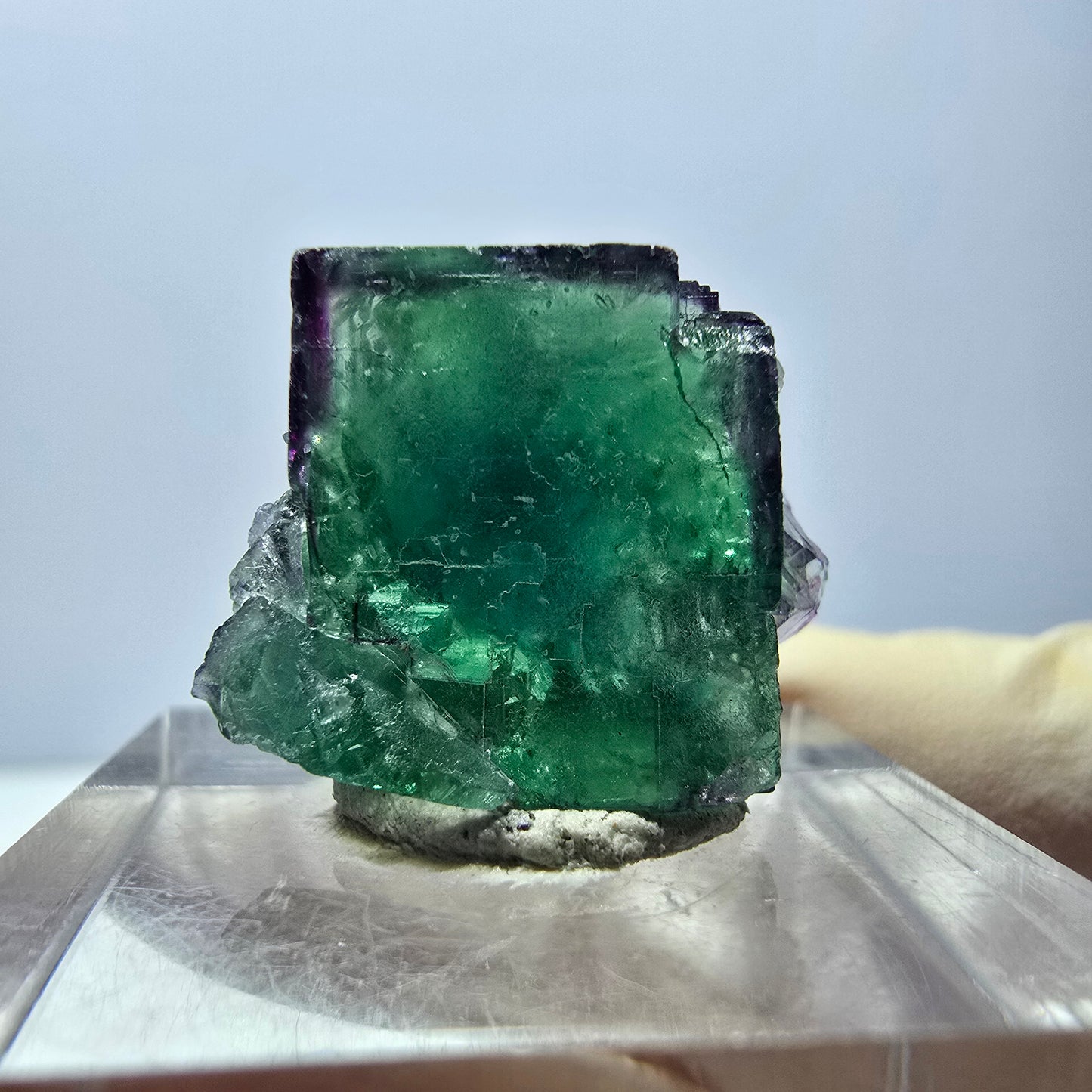 Klarer Phantom Fluorit Würfel parkettiert, grün Okorusu, Namibia - 21*16*14mm