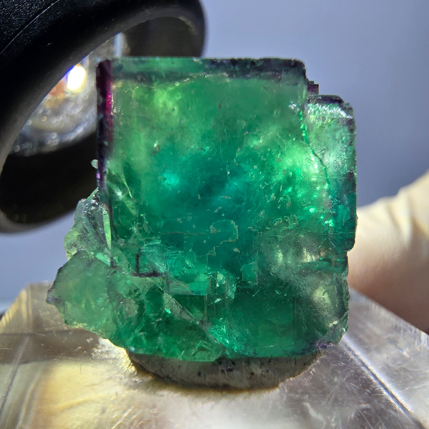 Klarer Phantom Fluorit Würfel parkettiert, grün Okorusu, Namibia - 21*16*14mm
