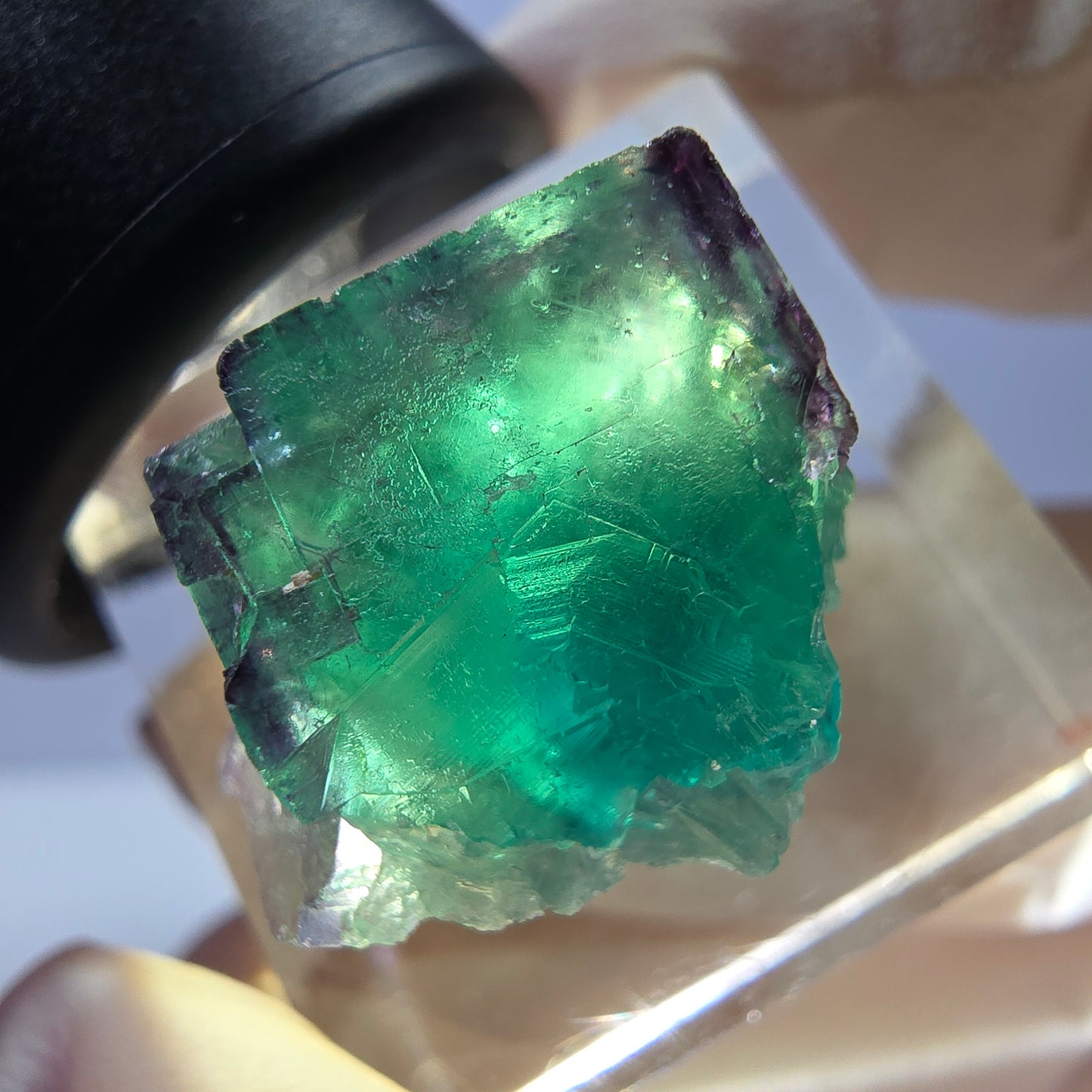 Klarer Phantom Fluorit Würfel parkettiert, grün Okorusu, Namibia - 21*16*14mm
