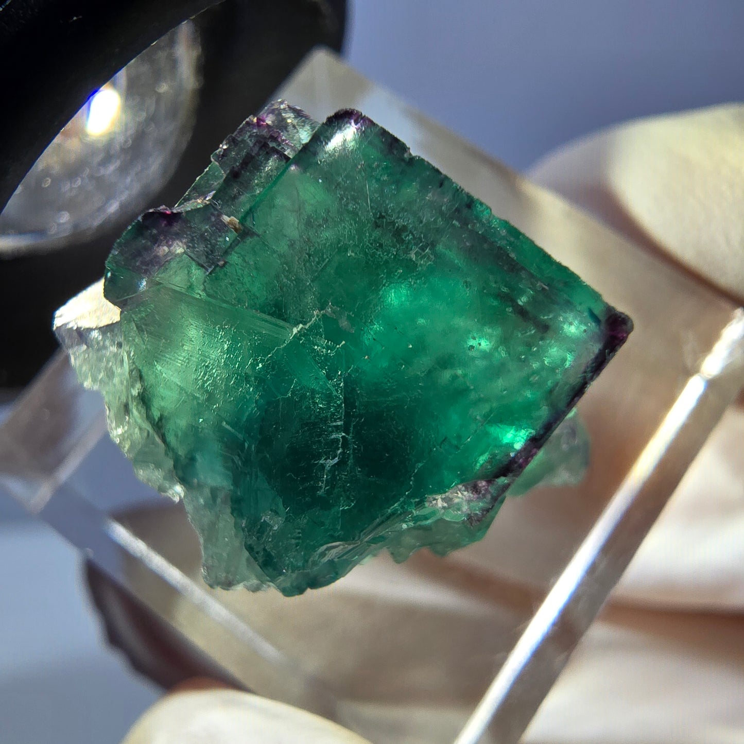 Klarer Phantom Fluorit Würfel parkettiert, grün Okorusu, Namibia - 21*16*14mm