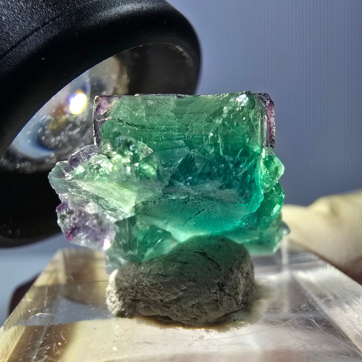 Klarer Phantom Fluorit Würfel parkettiert, grün Okorusu, Namibia - 21*16*14mm