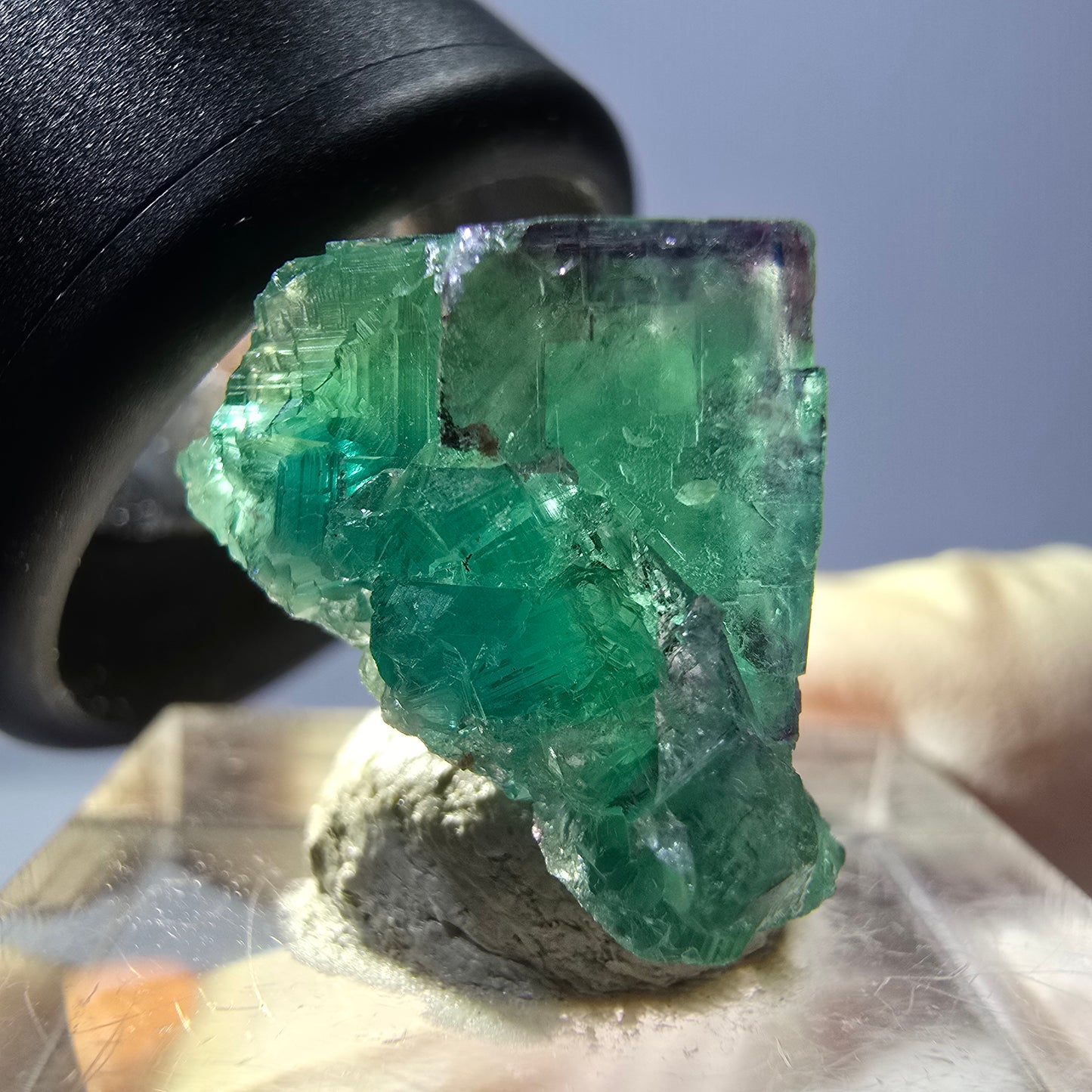 Klarer Phantom Fluorit Würfel parkettiert, grün Okorusu, Namibia - 21*16*14mm