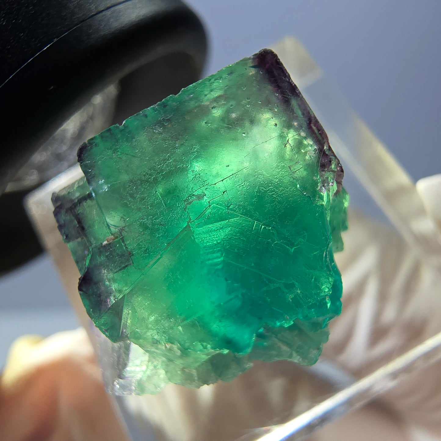 Klarer Phantom Fluorit Würfel parkettiert, grün Okorusu, Namibia - 21*16*14mm
