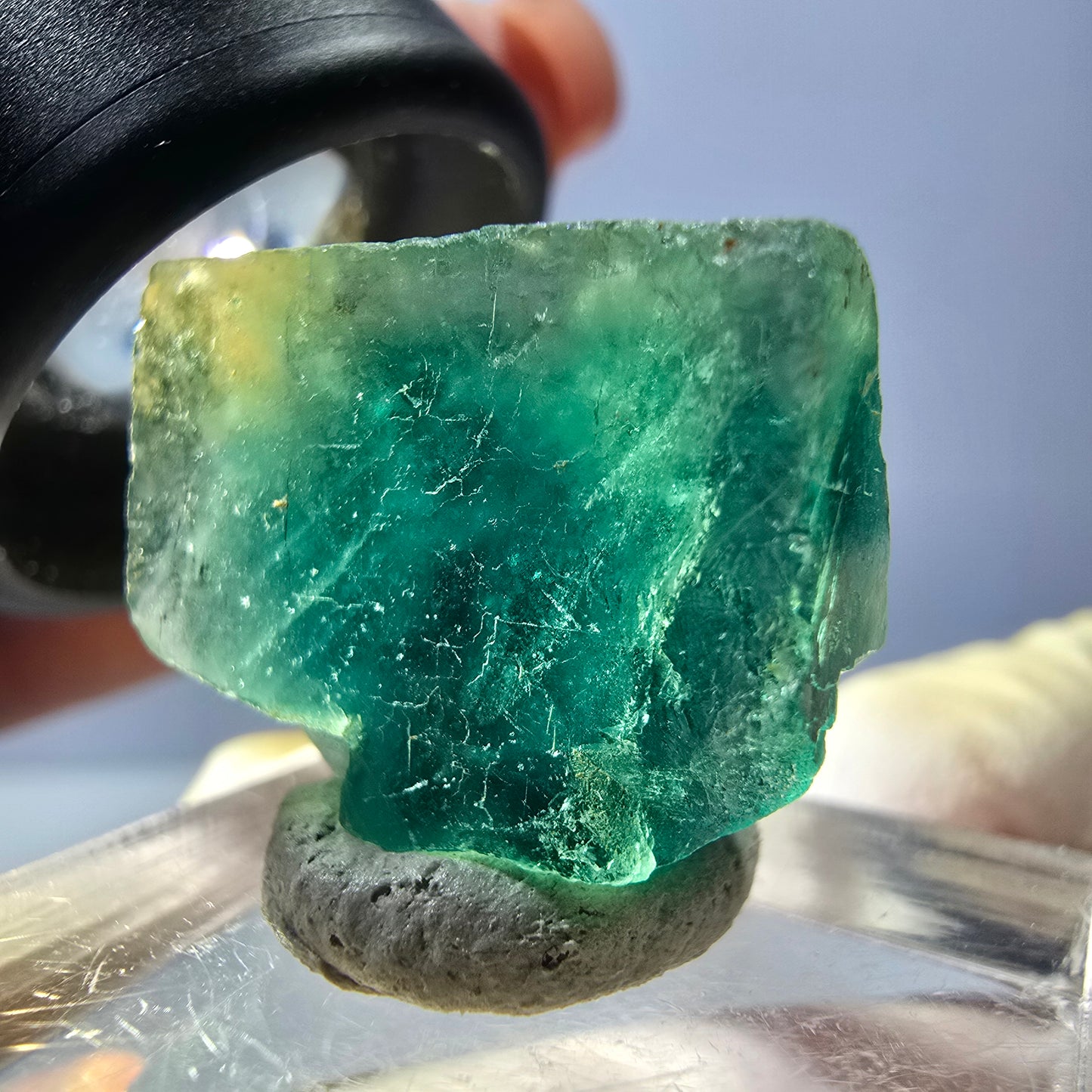 Klarer Phantom Fluorit Würfel parkettiert, grün Okorusu, Namibia 21*18*12mm