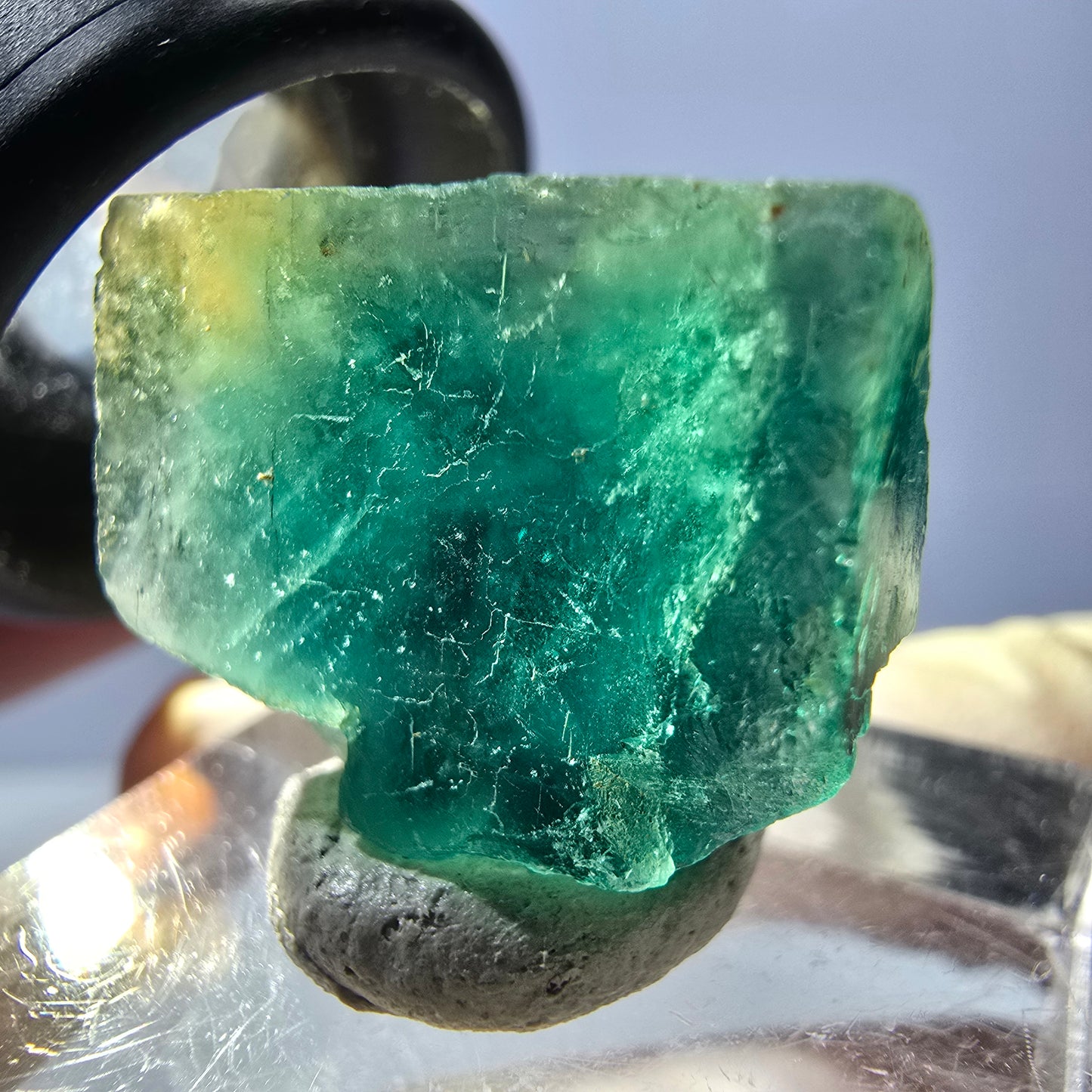 Klarer Phantom Fluorit Würfel parkettiert, grün Okorusu, Namibia 21*18*12mm
