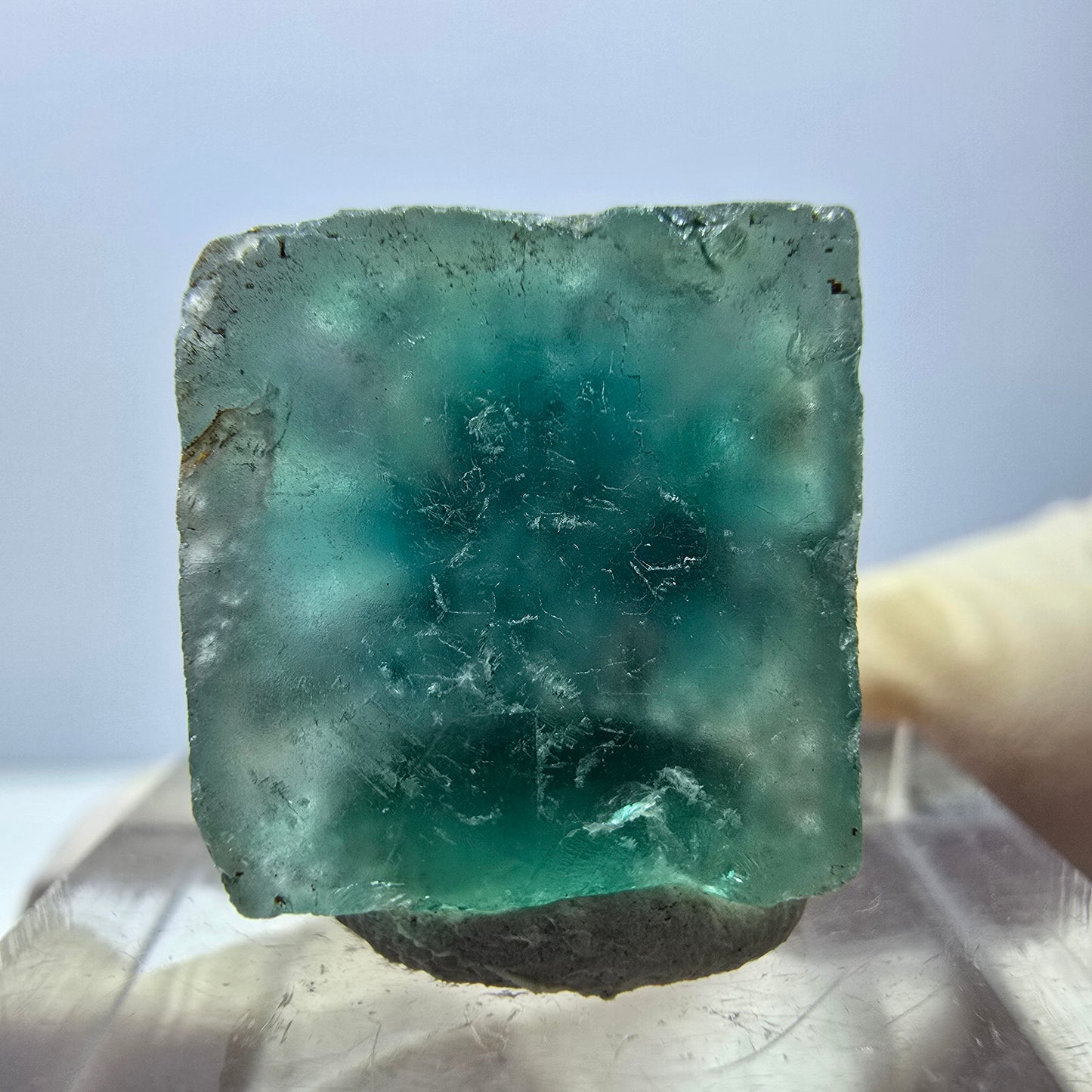 Klarer Phantom Fluorit Würfel parkettiert, grün Okorusu, Namibia 16*16*12mm