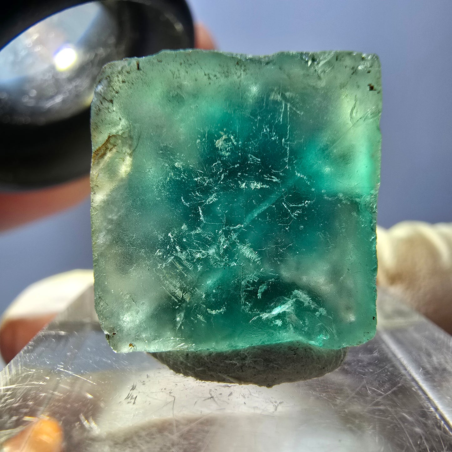 Klarer Phantom Fluorit Würfel parkettiert, grün Okorusu, Namibia 16*16*12mm