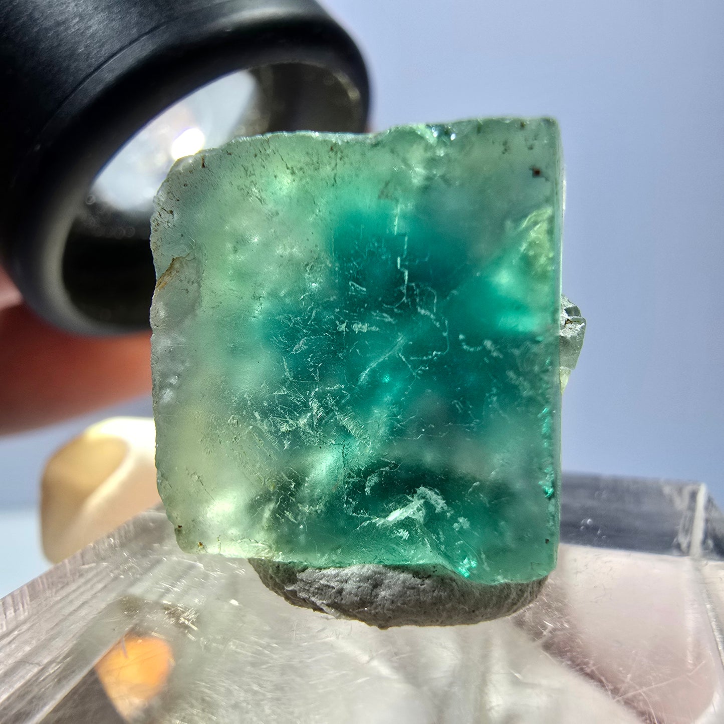 Klarer Phantom Fluorit Würfel parkettiert, grün Okorusu, Namibia 16*16*12mm