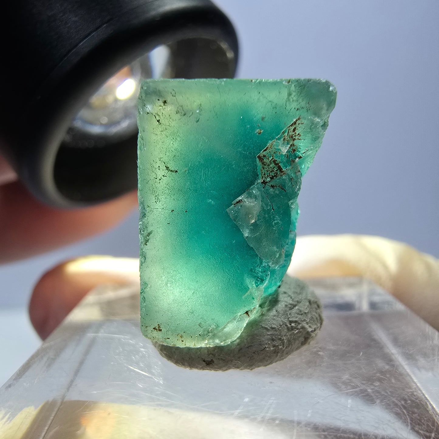 Klarer Phantom Fluorit Würfel parkettiert, grün Okorusu, Namibia 16*16*12mm