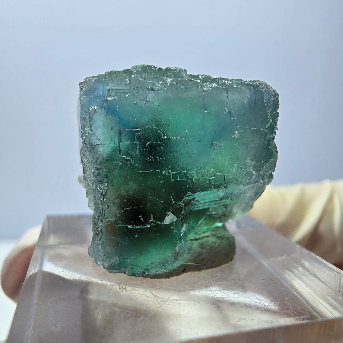 Klarer Phantom Fluorit Würfel parkettiert, grün Okorusu, Namibia 20*18*17mm