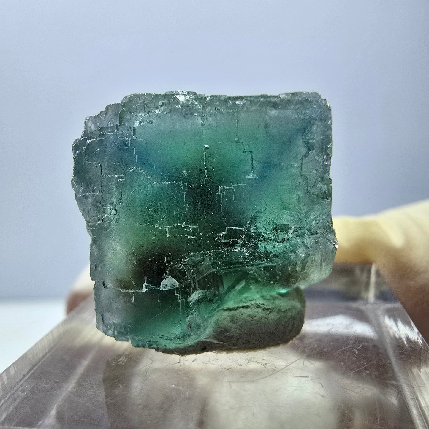 Klarer Phantom Fluorit Würfel parkettiert, grün Okorusu, Namibia 20*18*17mm