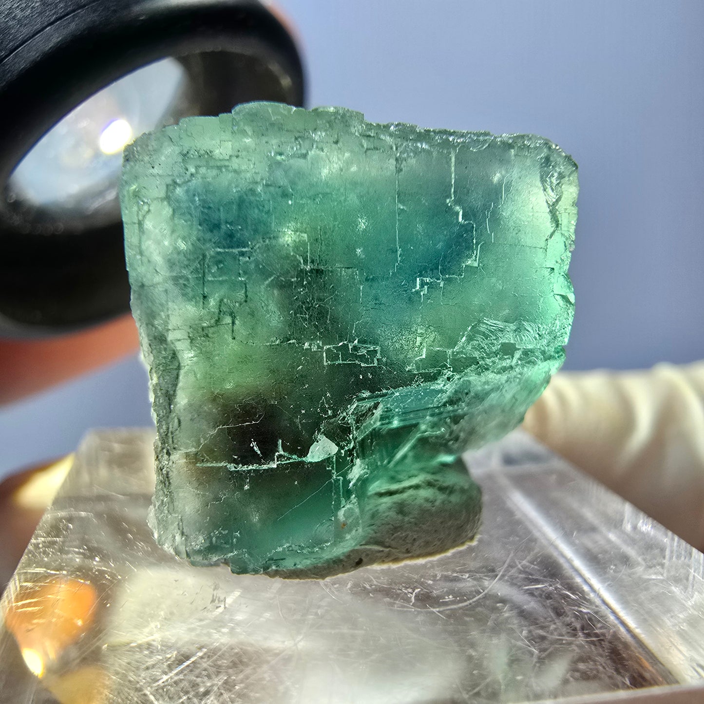 Klarer Phantom Fluorit Würfel parkettiert, grün Okorusu, Namibia 20*18*17mm