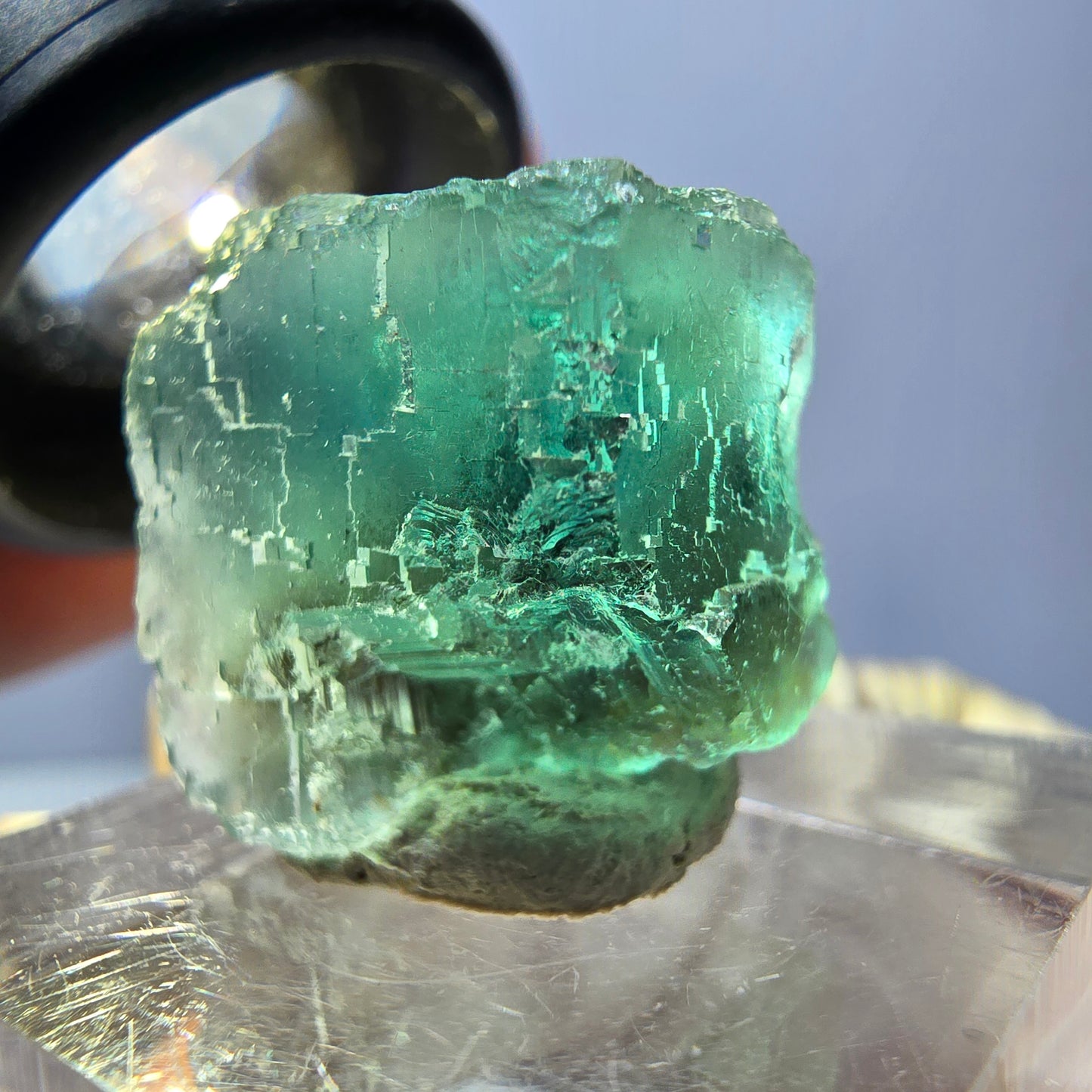 Klarer Phantom Fluorit Würfel parkettiert, grün Okorusu, Namibia 20*18*17mm
