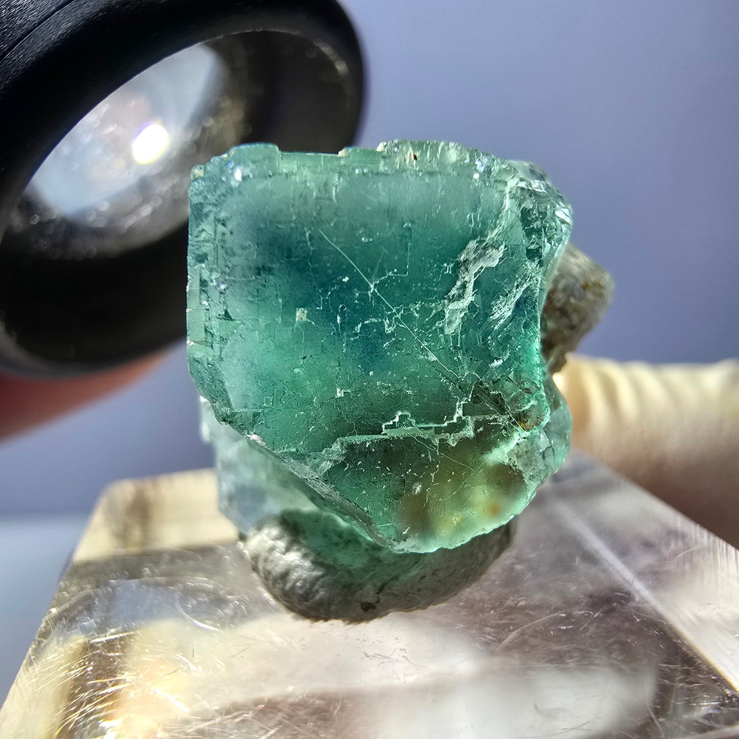 Klarer Phantom Fluorit Würfel parkettiert, grün Okorusu, Namibia 20*18*17mm