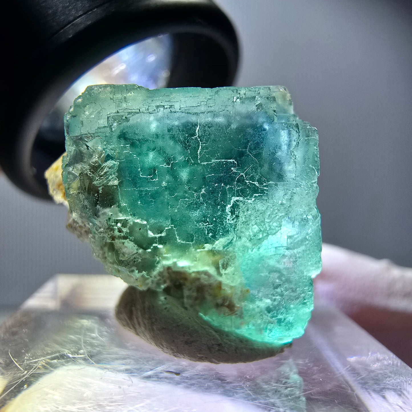 Klarer Phantom Fluorit Würfel parkettiert, grün Okorusu, Namibia 20*18*17mm