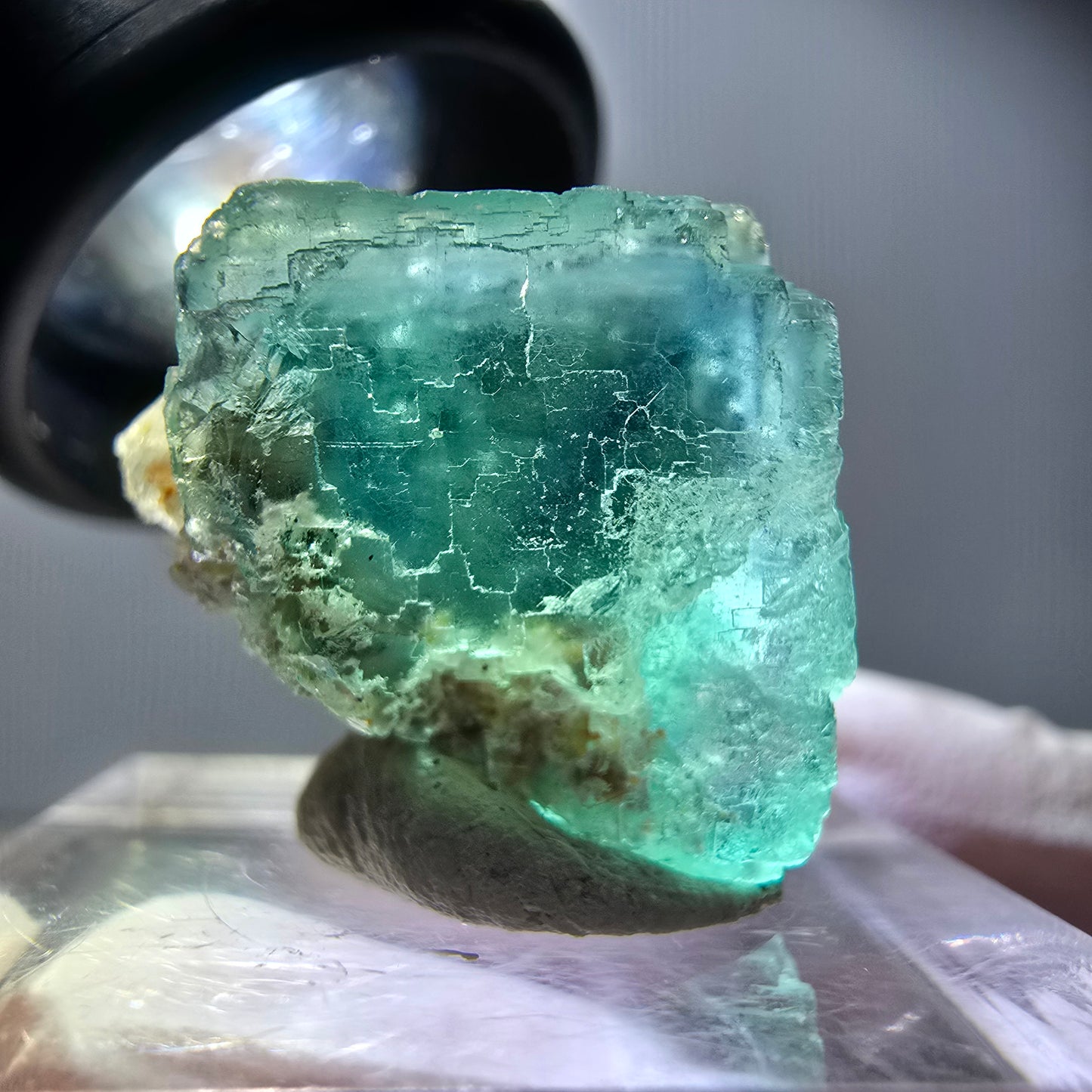 Klarer Phantom Fluorit Würfel parkettiert, grün Okorusu, Namibia 20*18*17mm