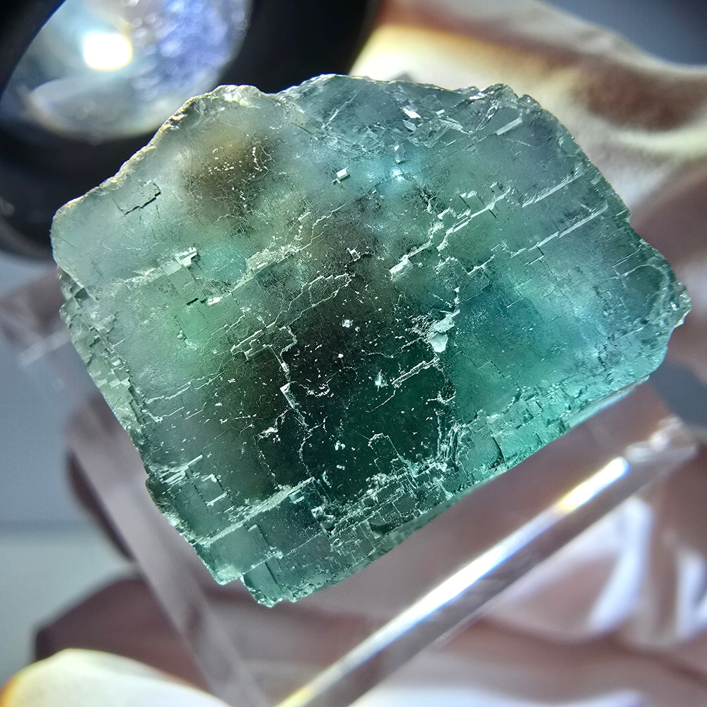 Klarer Phantom Fluorit Würfel parkettiert, grün Okorusu, Namibia 20*18*17mm
