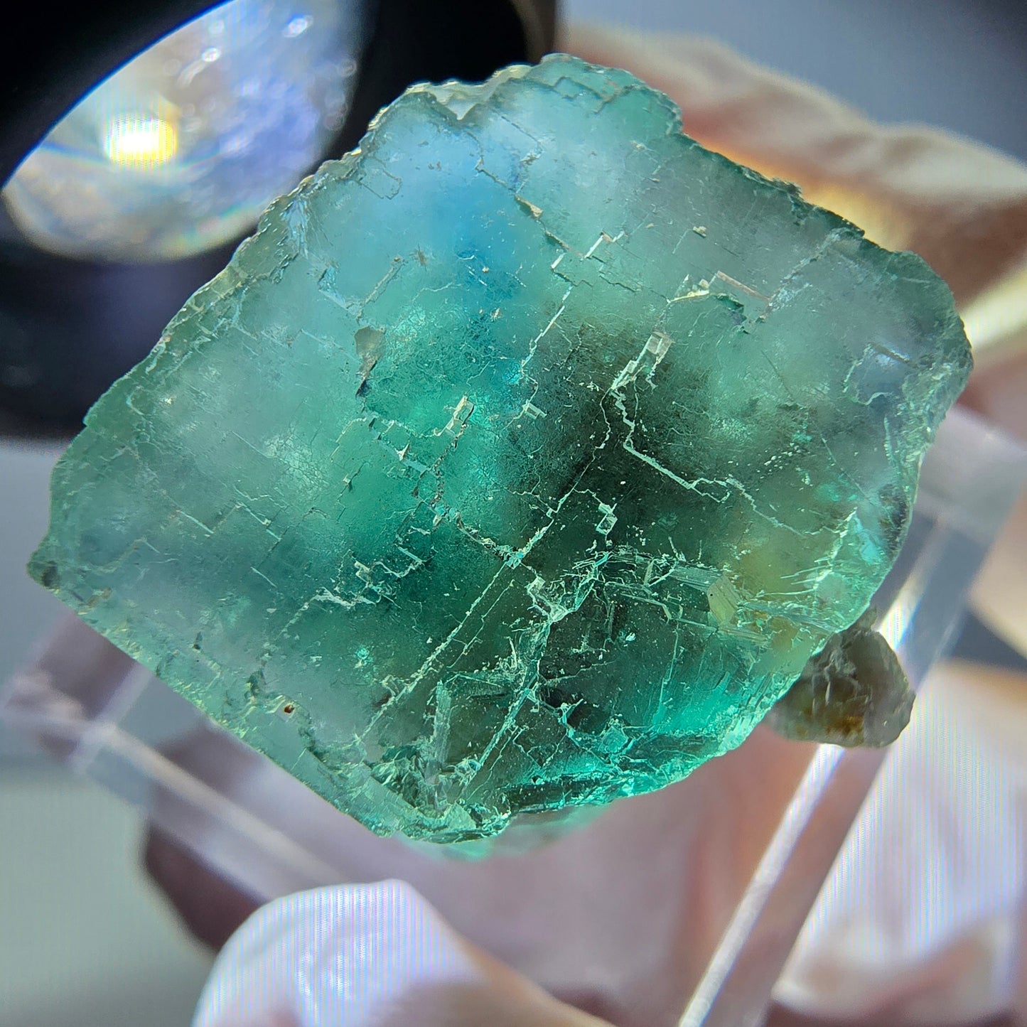 Klarer Phantom Fluorit Würfel parkettiert, grün Okorusu, Namibia 20*18*17mm