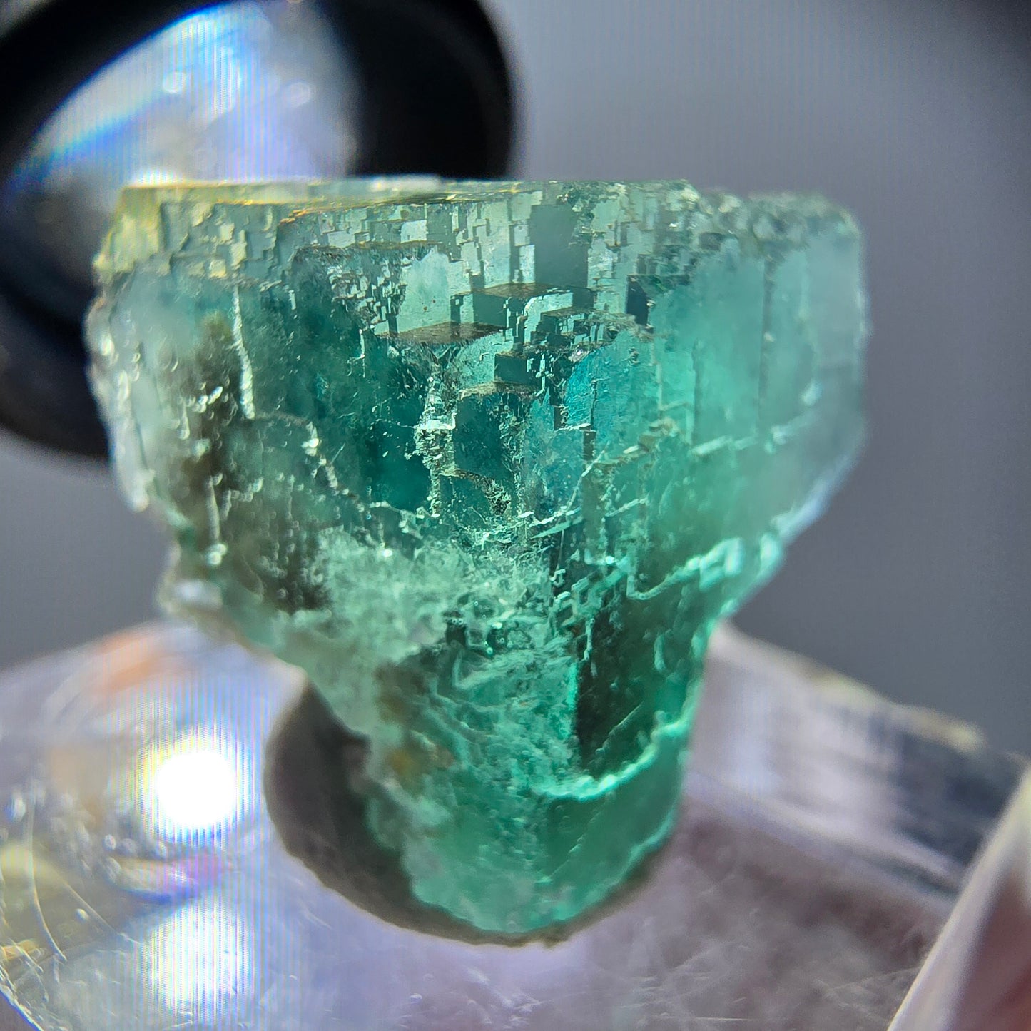 Klarer Phantom Fluorit Würfel parkettiert, grün Okorusu, Namibia 20*18*17mm