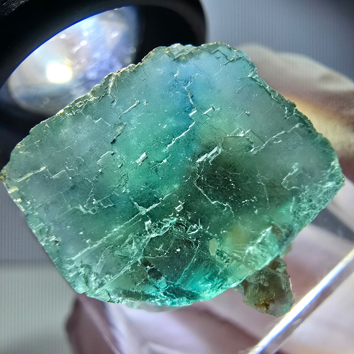 Klarer Phantom Fluorit Würfel parkettiert, grün Okorusu, Namibia 20*18*17mm