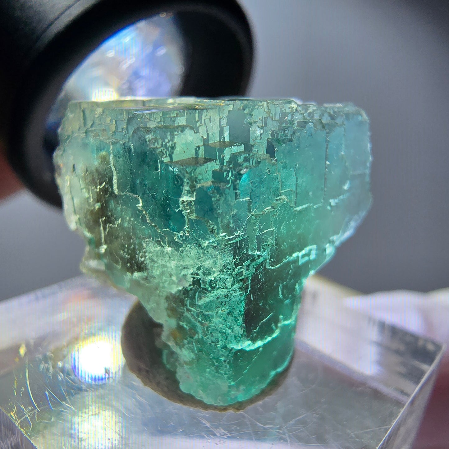 Klarer Phantom Fluorit Würfel parkettiert, grün Okorusu, Namibia 20*18*17mm
