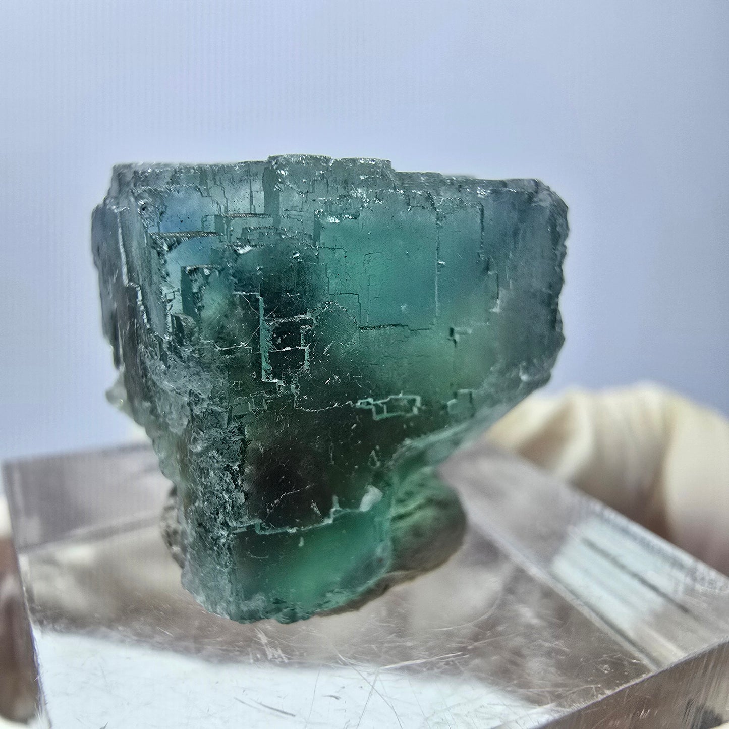 Klarer Phantom Fluorit Würfel parkettiert, grün Okorusu, Namibia 20*18*17mm