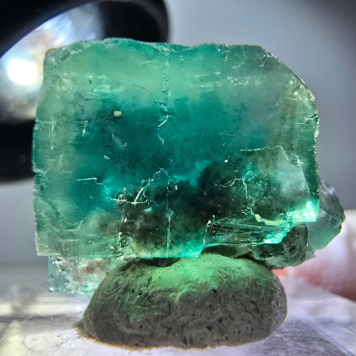 Klarer Phantom Fluorit Würfel parkettiert, grün Okorusu, Namibia 19*16*15mm