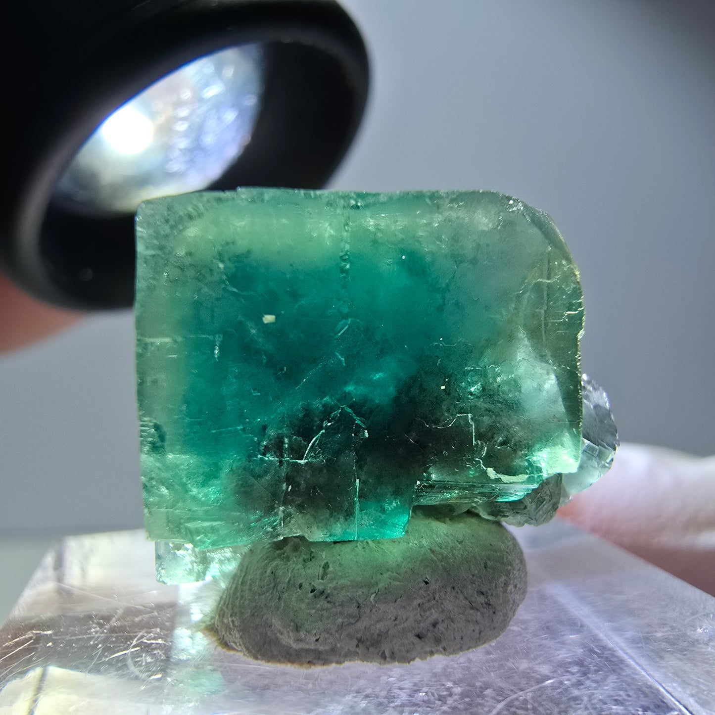 Klarer Phantom Fluorit Würfel parkettiert, grün Okorusu, Namibia 19*16*15mm