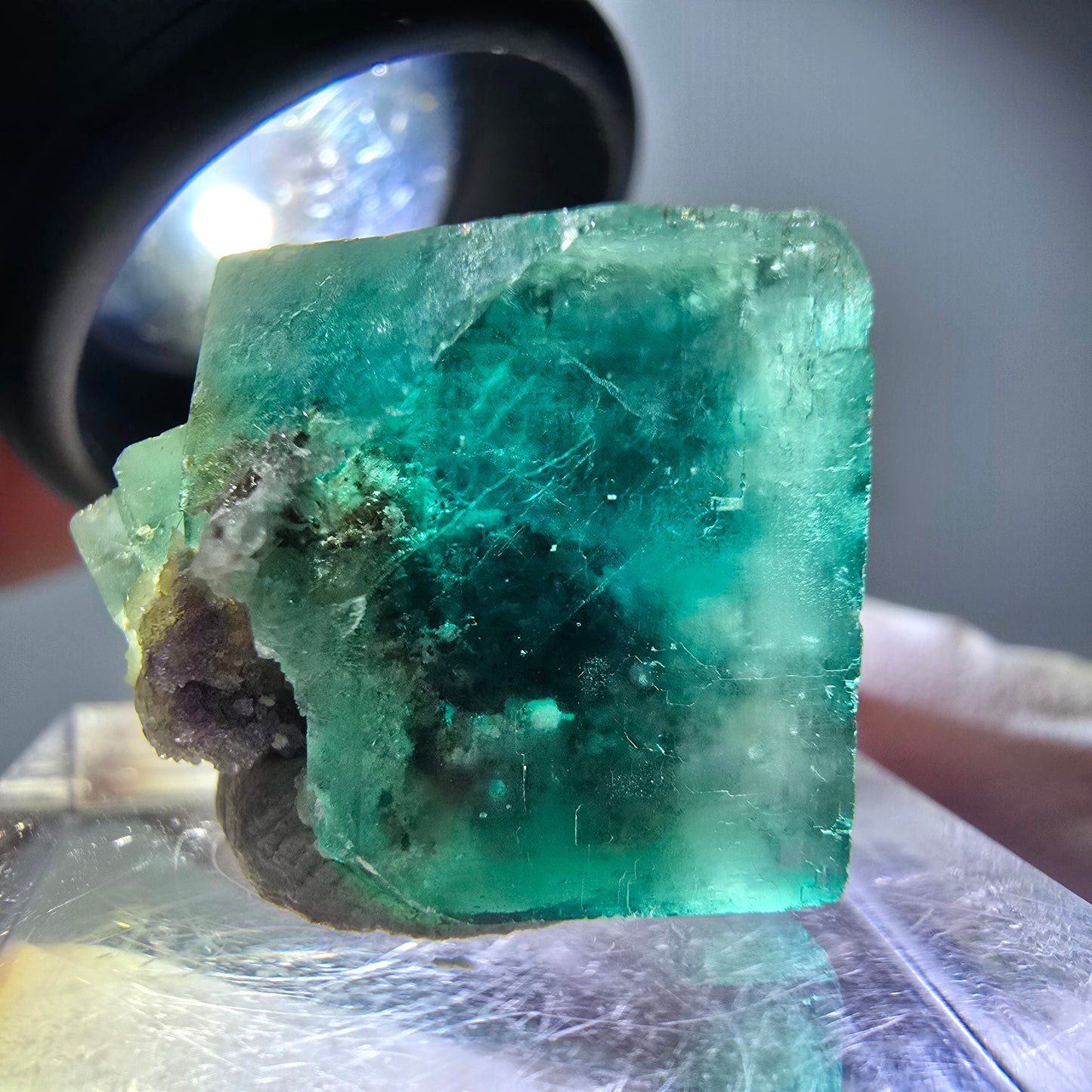 Klarer Phantom Fluorit Würfel parkettiert, grün Okorusu, Namibia 19*16*15mm