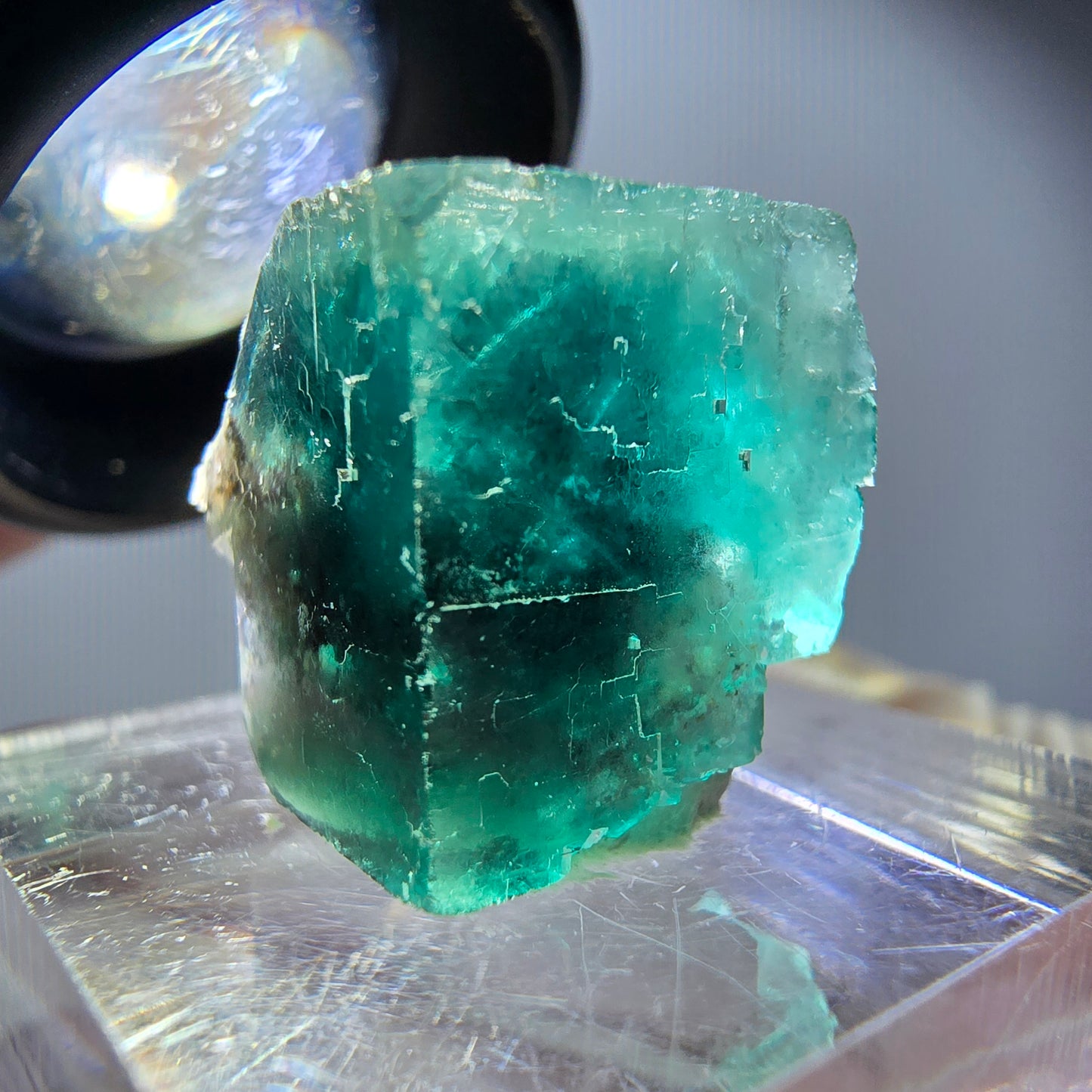 Klarer Phantom Fluorit Würfel parkettiert, grün Okorusu, Namibia 19*16*15mm