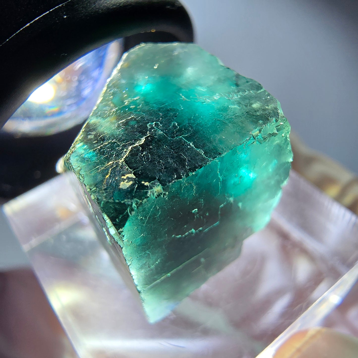Klarer Phantom Fluorit Würfel parkettiert, grün Okorusu, Namibia 19*16*15mm