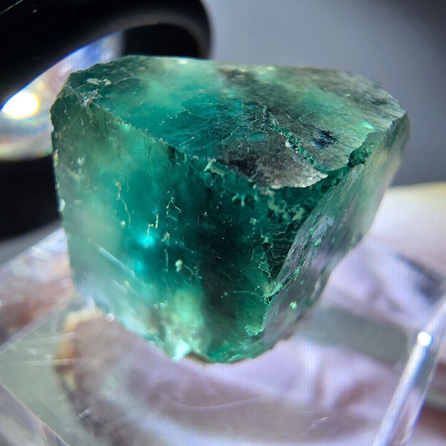 Klarer Phantom Fluorit Würfel parkettiert, grün Okorusu, Namibia 19*16*15mm