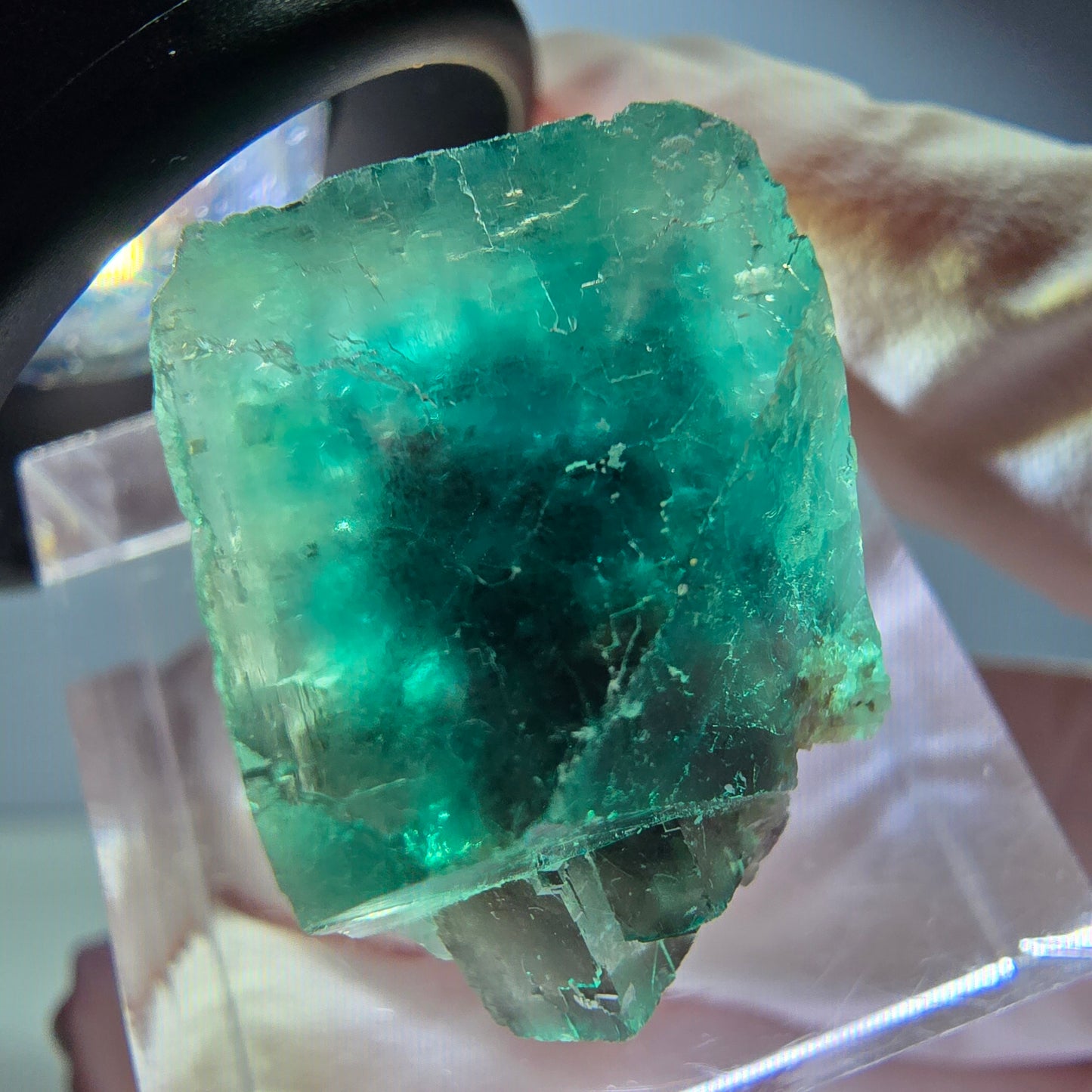 Klarer Phantom Fluorit Würfel parkettiert, grün Okorusu, Namibia 19*16*15mm