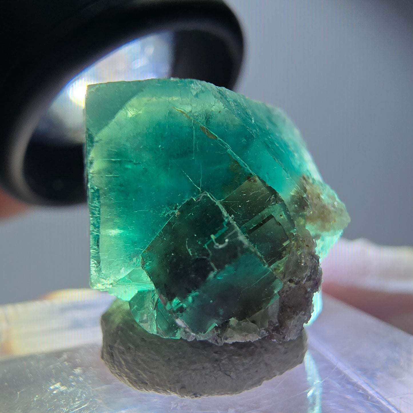 Klarer Phantom Fluorit Würfel parkettiert, grün Okorusu, Namibia 19*16*15mm
